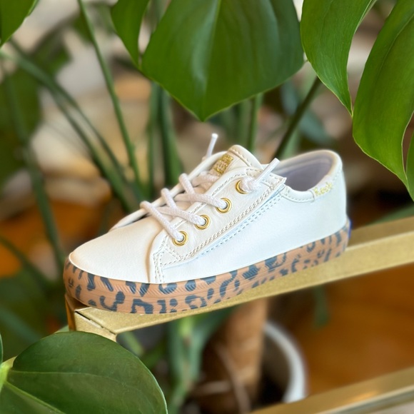 NWT Keds Special Edition Girls White, Gold & Leopard Sneakers w/ Velcro Size 6.5 - Picture 11 of 16